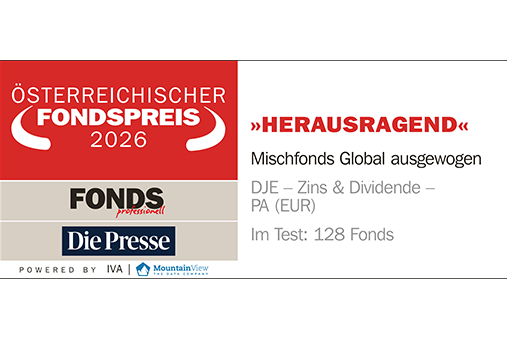 Österreichischer Fondspreis 2026 für den Fonds DJE – Zins & Dividende, Kategorie Mischfonds Global ausgewogen